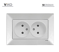 Розетка подвійна без заземлення біла ViKO Meridian