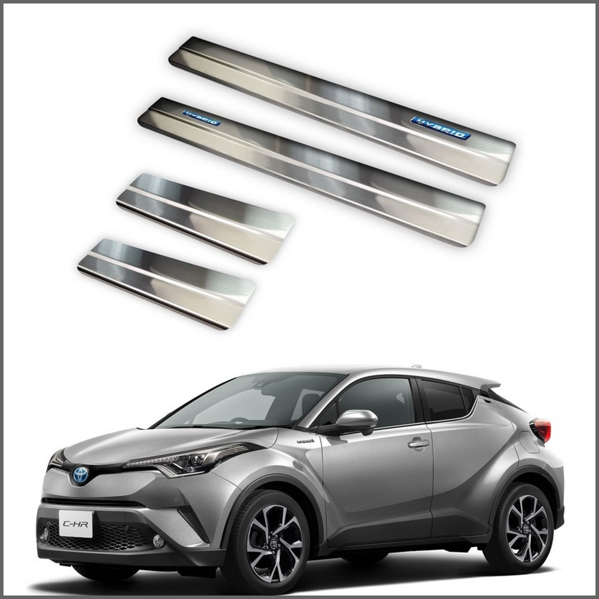 Захисні накладки на пороги "HYBRID" для Toyota C-HR 2016+ /нерж.сталь/