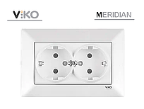 Розетка подвійна із заземленням біла ViKO Meridian