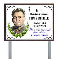 Табличка на парі на рамці металева