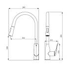 Змішувач для кухні Qtap Vlasta New з висувним виливом QTVLA344GMB45647 Gunmetal Графіт (збройова сталь), фото 2