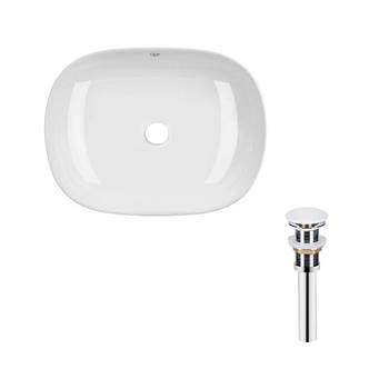 Комплект Qtap Aquarius: Раковина накладна прямокутна 465x375x115 мм White + Донний клапан PU02