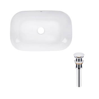 Комплект Qtap Robin: Раковина накладна прямокутна 610x400x145 мм White + Донний клапан PU02