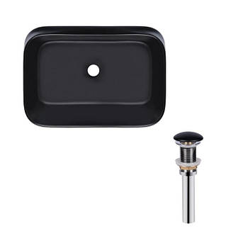 Комплект Qtap Scorpio: Раковина накладна прямокутна 550х390х120 мм Matt Black + Донний клапан PU03