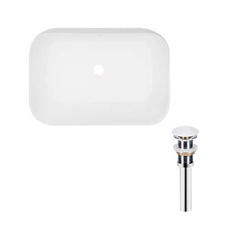 Комплект Qtap Scorpio: Раковина накладна прямокутна 550х390х120 мм Matt Black + Донний клапан PU03