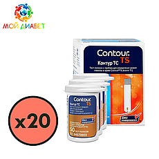 Тест-смужки Contour TS 1000 шт. у 20 флаконах по 50 шт. в пакованні