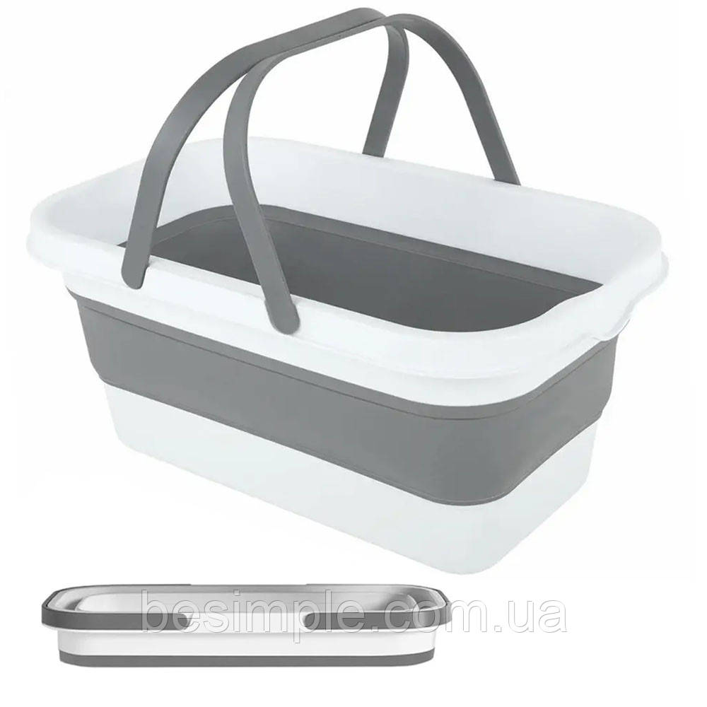 Складне відро для прибирання 15 л, на коліщатках, Barrel LY-488 / Відро-кошик силіконове / Відро під швабру, фото 1