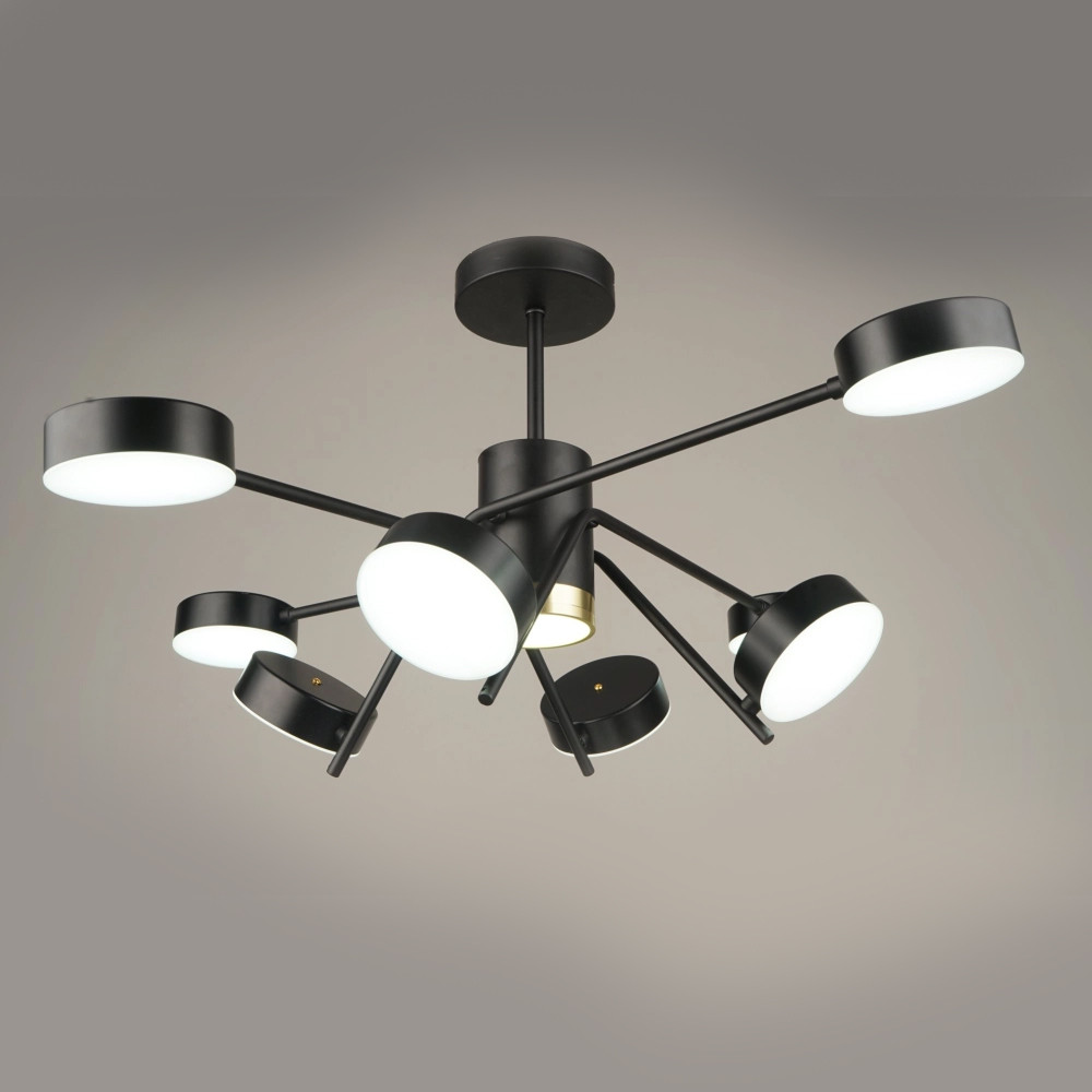 Світлодіодна Led-люстра чорного кольору на 8 плафонів, 112W до 20 м² Sirius B N4182/8 112W BK, фото 1