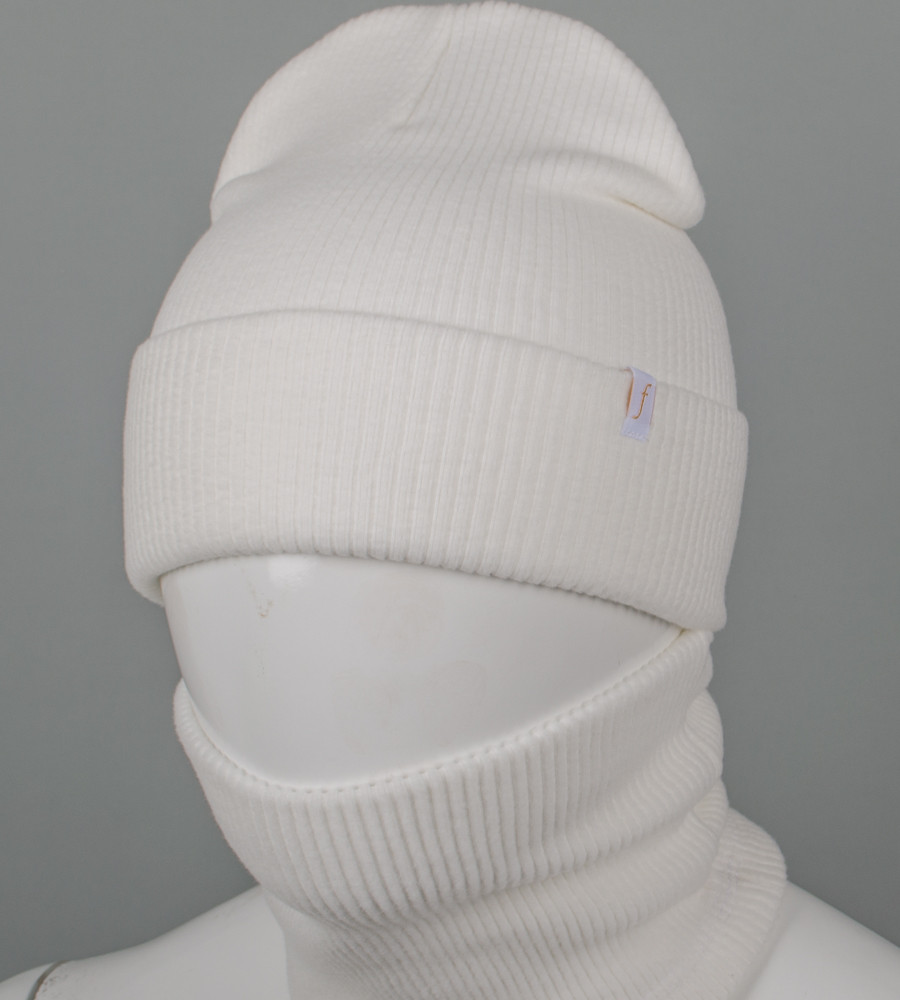 Трикотажний ангоровий комплект Шапка + Баф FERO (24051к), Білий, фото 1