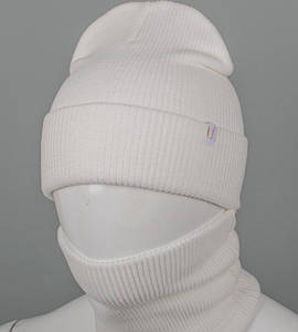 Трикотажний ангоровий комплект Шапка + Баф FERO (24051к), Білий