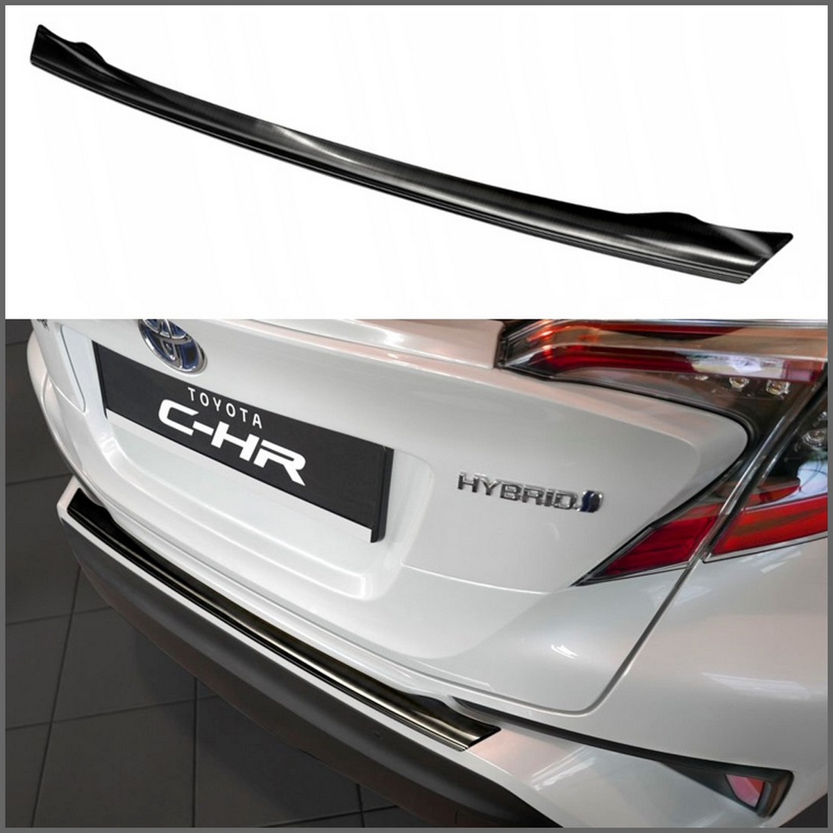 Захисна накладка на задній бампер для Toyota C-HR 2016+ /чорна нерж.сталь/