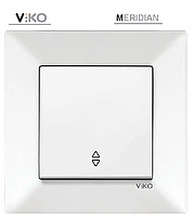 Вимикач одноклавішний прохідний білий VIKO MERIDIAN