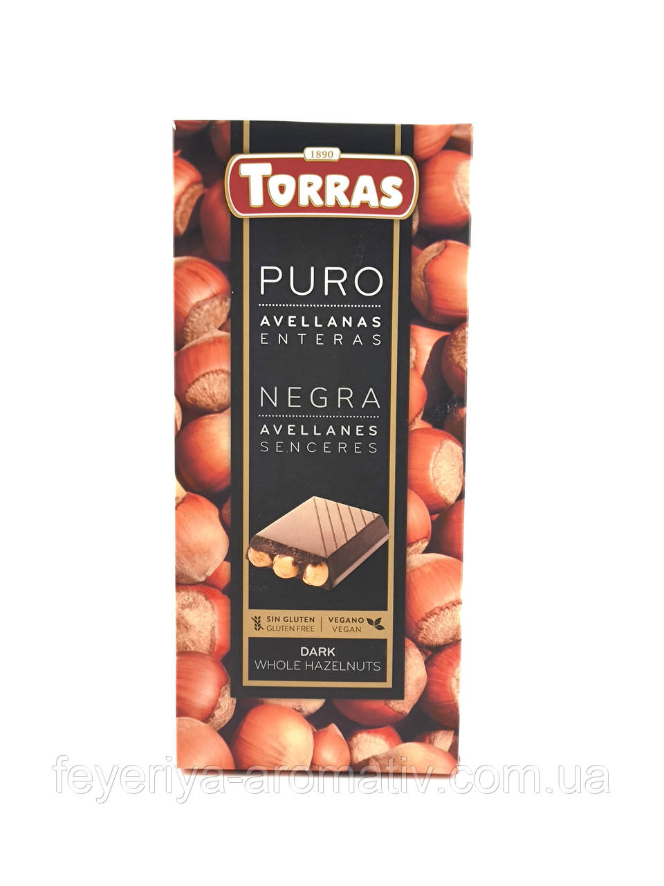 Шоколад чорний з горіхом без глютену Torras 150г (Іспанія)
