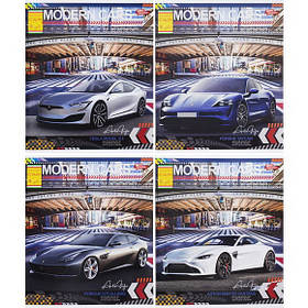 Зошит у клітку 96 листів загальний "Сучасні спортивні автомобілі", 100% білизна