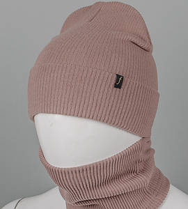 Трикотажний ангоровий комплект Шапка + Баф FERO (24051к), Кава