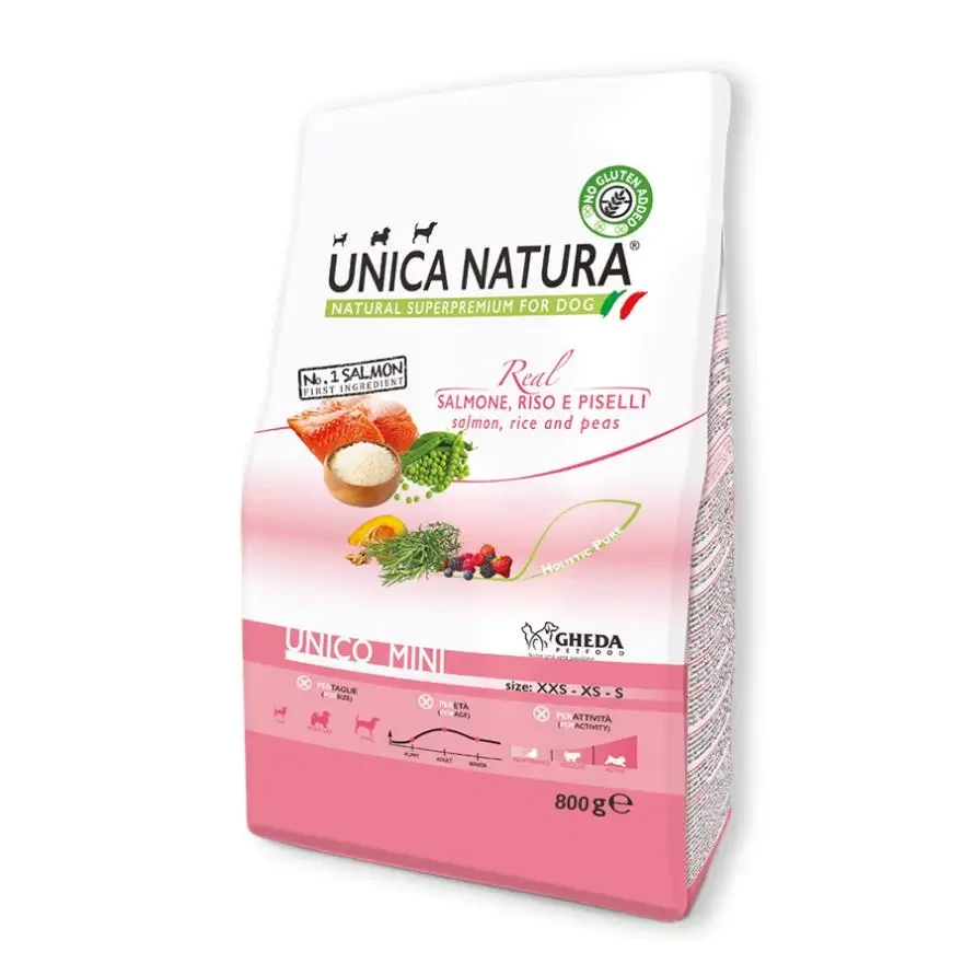 Сухий корм для собак Геда Gheda Unica Natura Unico Maxi корм для великих порід собак (лосось, рис та горох), 800 г