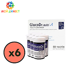 Тест-смужки GlucoDr auto 300 шт. у 12 флаконах по 25 шт. в пакованні