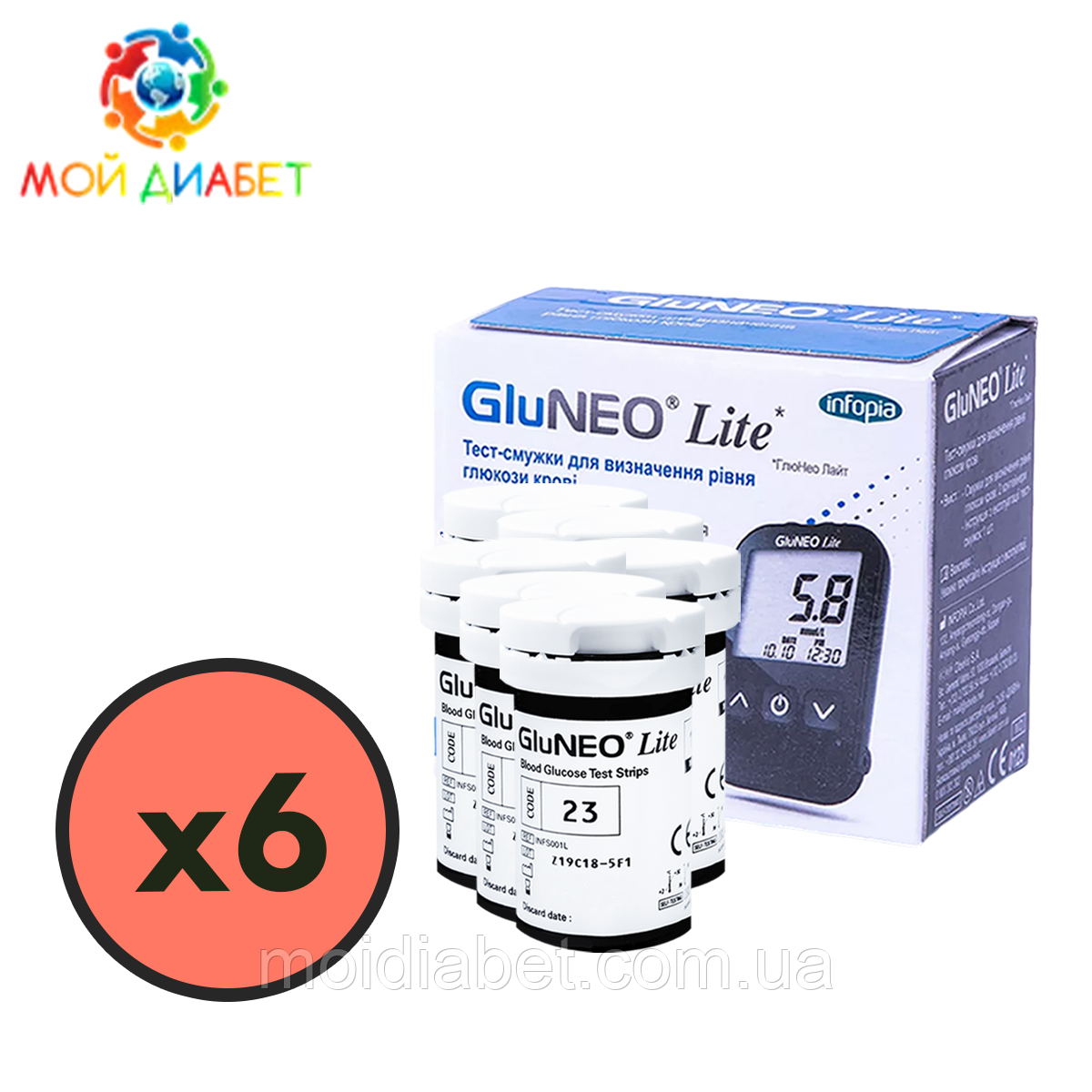 Тест-смужки GluNeo Lite 300 шт. у 12 флаконах по 25 шт. в пакованні