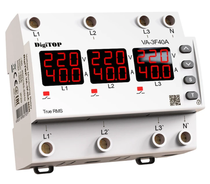 Реле напруги з контролем струму VA-3F40A M6R
