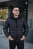 Чоловіча куртка Євро-зима Black Vinyl С24-2575CQ із утеплювачем БіоПух