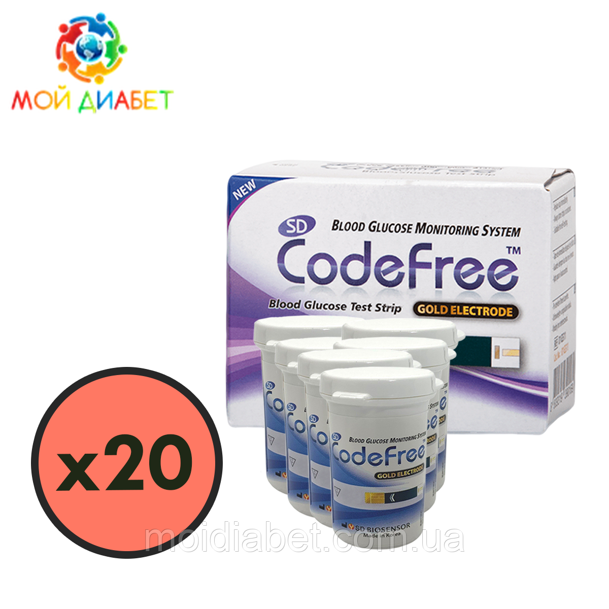Тест-смужки SD CodeFree 1000 шт. у 40 флаконах по 25 шт. в пакованні