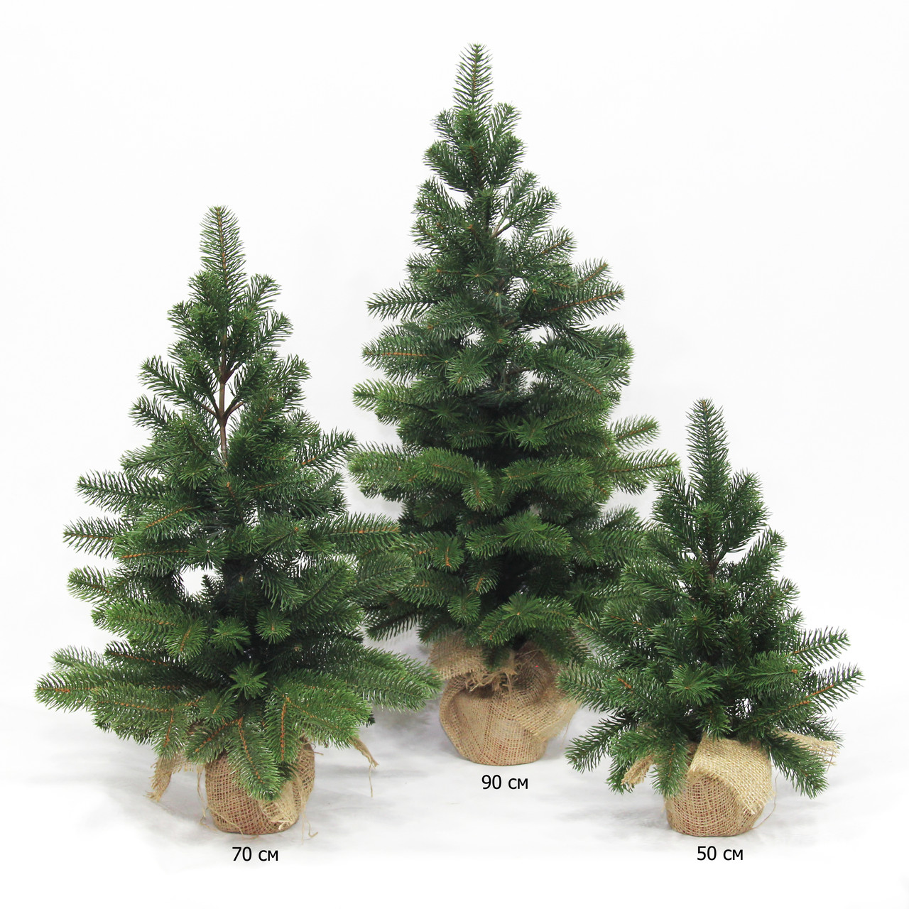 Ялинка настільна 90 см маленька офісна лита Premium в горщику мішку зелена, новорічні офісні ялинки штучні ялини і сосни для офісу