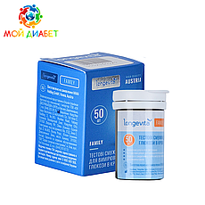 Тест-смужки Longevita Family 50 шт. в 1 флаконі по 50 шт. в упаковці