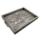 Піднос дерев'яний 30х40 Листя сірий вінтаж хрп1003св, фото 2