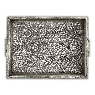 Піднос дерев'яний 30х40 Візерунок сірий вінтаж хрп1004св
