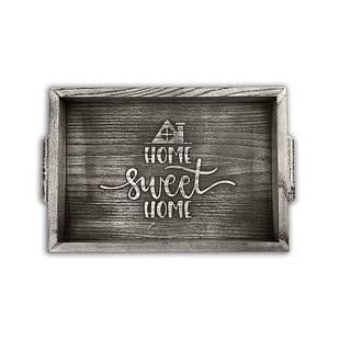 Піднос дерев'яний 20х30 Home sweet home сірий вінтаж хрп0008сва