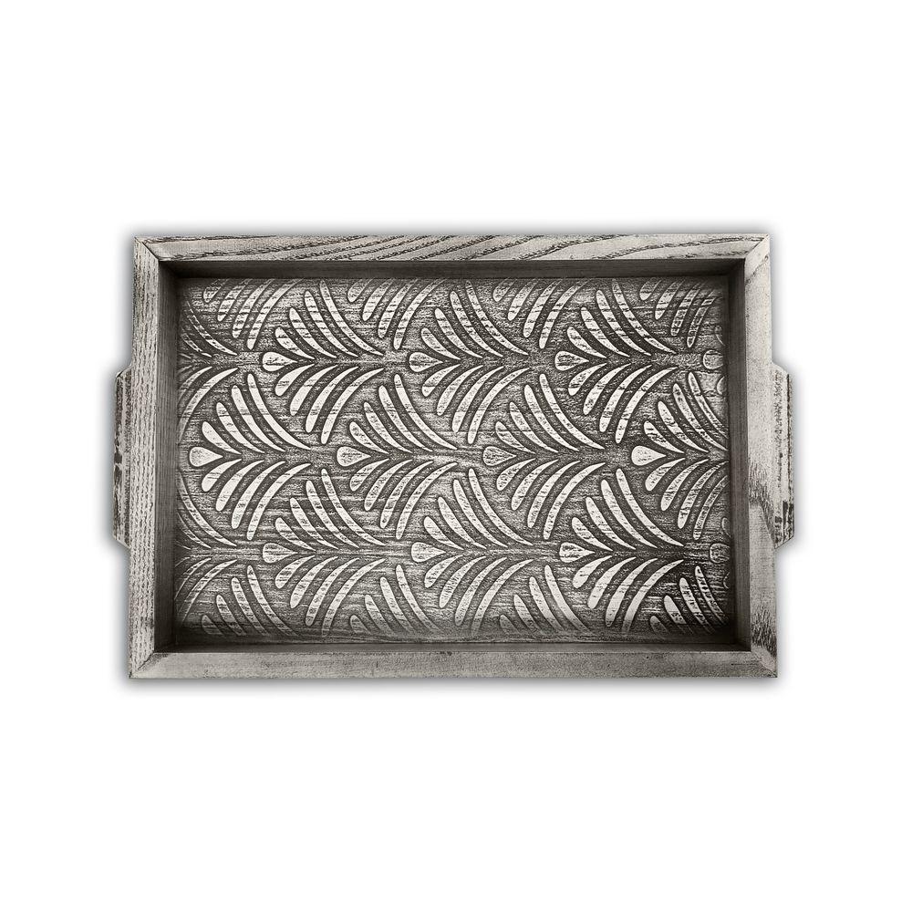 Піднос дерев'яний 20х30 Візерунок сірий вінтаж хрп0012св, фото 1