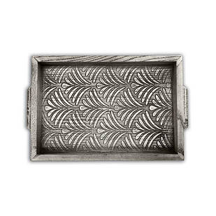 Піднос дерев'яний 20х30 Візерунок сірий вінтаж хрп0012св