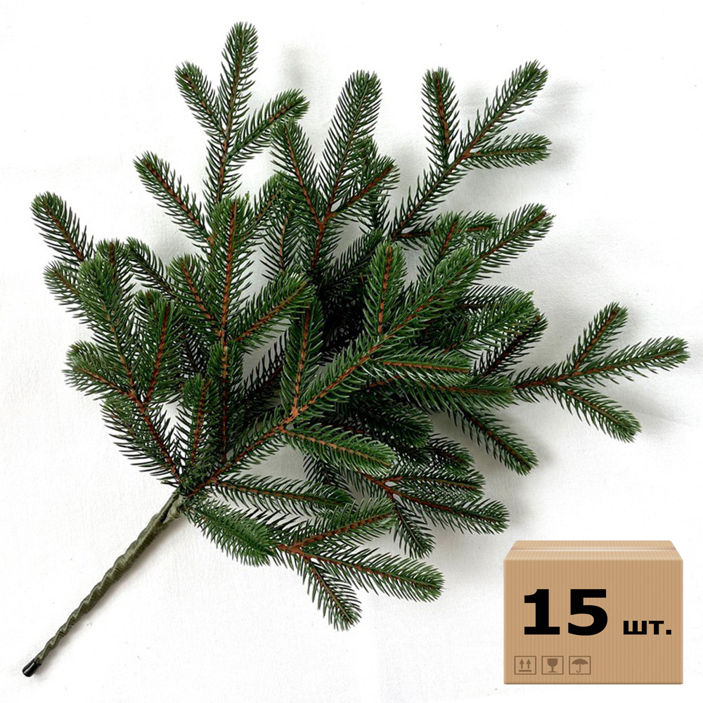 Гілки хвойні штучні Traditional 60 см зелені (упаковка 15 штук), фото 1