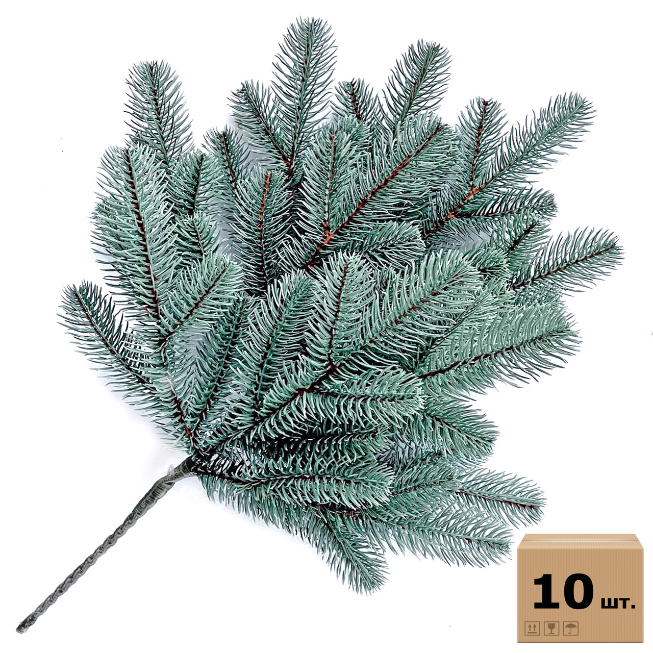 Гілка ялинки штучна Lux 60 см блакитна (упаковка 10 штук), фото 1