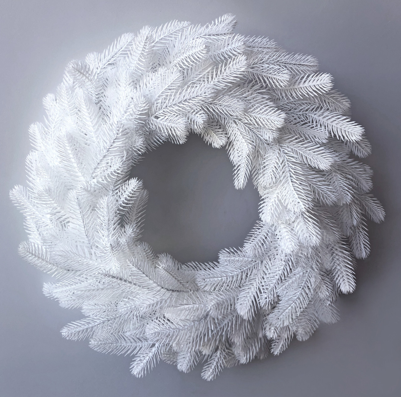 Вінок хвойний різдвяний Traditional литий d-40 см білий, фото 1
