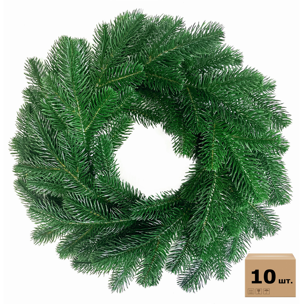 Вінки хвойні різдвяні Lux литі d-40 см зелені (упаковка 10 шт.)