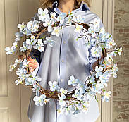 Вінок весняний декоративний "Яблуневий цвіт" блакитний 45 см