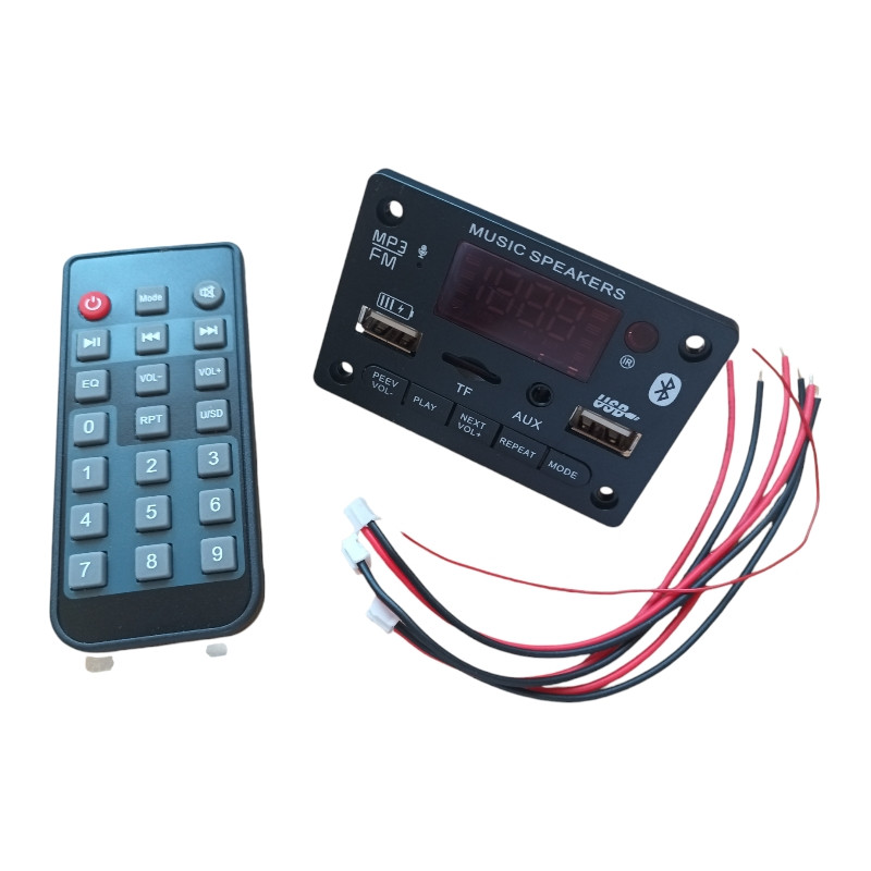 Mp3 модуль 2*40W з bluetooth FM радіо, microSD, USB, мікрофон, модель, чорний колір