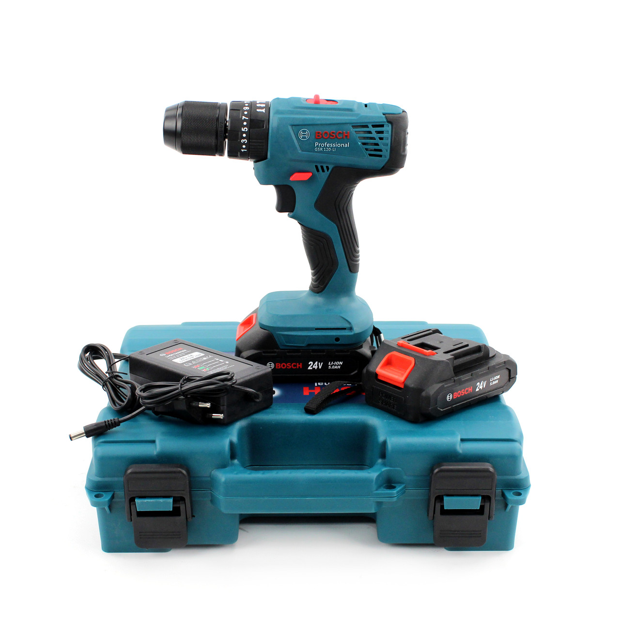 Ударный шуруповерт Bosch GSB 24-2LI (24V 5Ah) с набором инструментов ...