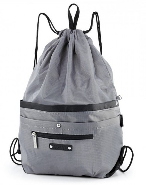 Рюкзак сумка-мішок на шнурках для змінного взуття з кишенями сірий у школу Dolly 844