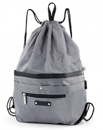 Рюкзак сумка-мішок на шнурках для змінного взуття з кишенями сірий у школу Dolly 844, фото 1