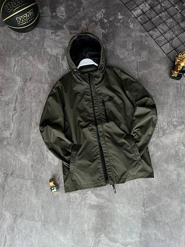 Ветровка мужская хаки Nike Молодежная куртка Найк с капюшоном, Курточка ...