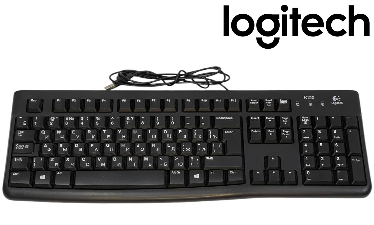 Дротова клавіатура Logitech Keyboard | Model: Keyboard K120 | USB | Rus/Eng | Black | Б/В