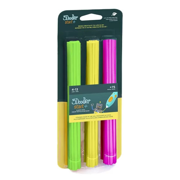 Набір стрижнів для 3D-ручки 3Doodler Start – Мікс (75 шт: зелений, жовтий, рожевий) 3DS-ECO-MIX4-75