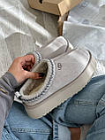Уги жіночі Ugg Tasman Platform Light Grey сірий короткі сабо тасман стильні капці на платформі, фото 3
