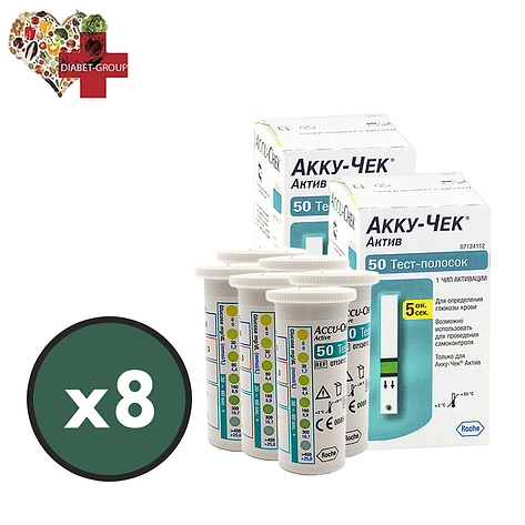 Тест-смужки Акку-Чек Актив (Accu-Chek Active) 800 шт. в 16 флаконах по 50 шт. в пакованні, фото 1