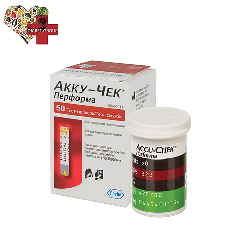 Тест-смужки Акку-Чек Перформа (Accu-Chek Performa) 50 шт. в 1 флаконі по 50 шт. в пакованні, фото 1