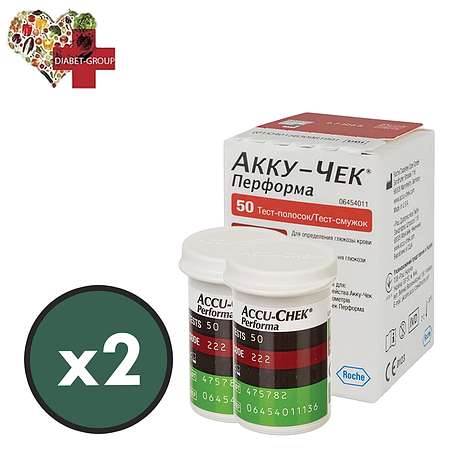 Тест-смужки Акку-Чек Перформа (Accu-Chek Performa) 100 шт. у 2 флаконі по 50 шт. в пакованні, фото 1