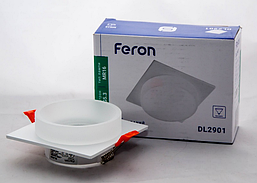 Вбудований світильник Feron DL2901 квадрат білий матовий G5.3 92x45мм