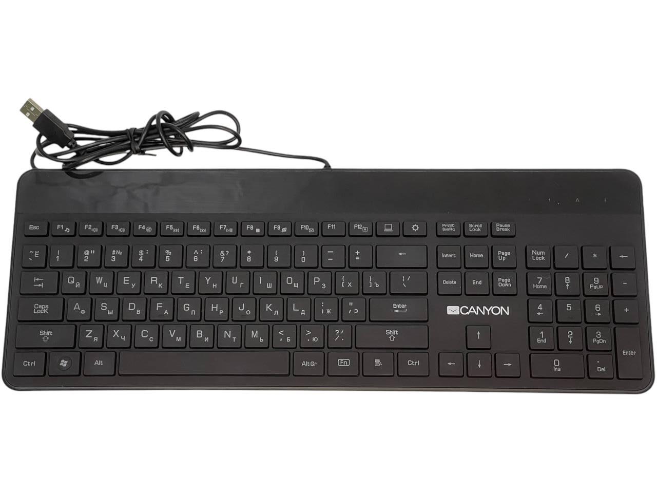 Дротова клавіатура з підсвіткою Canyon | Model: Canyon CNS-HKB5-RU | USB | Rus/Eng | Black | Б/В